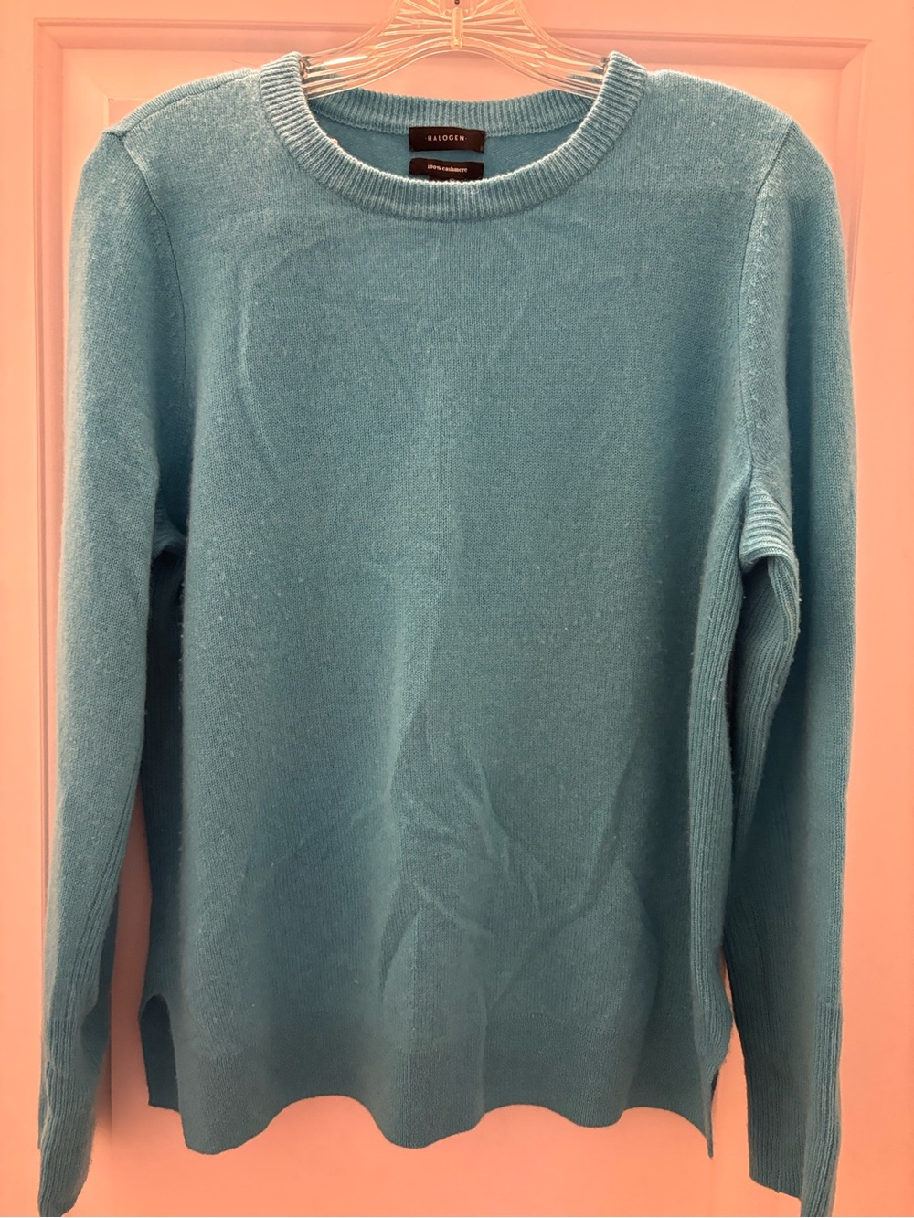 HalogenTurquoise Blue Crewneck Sweater 100%Cashmere
